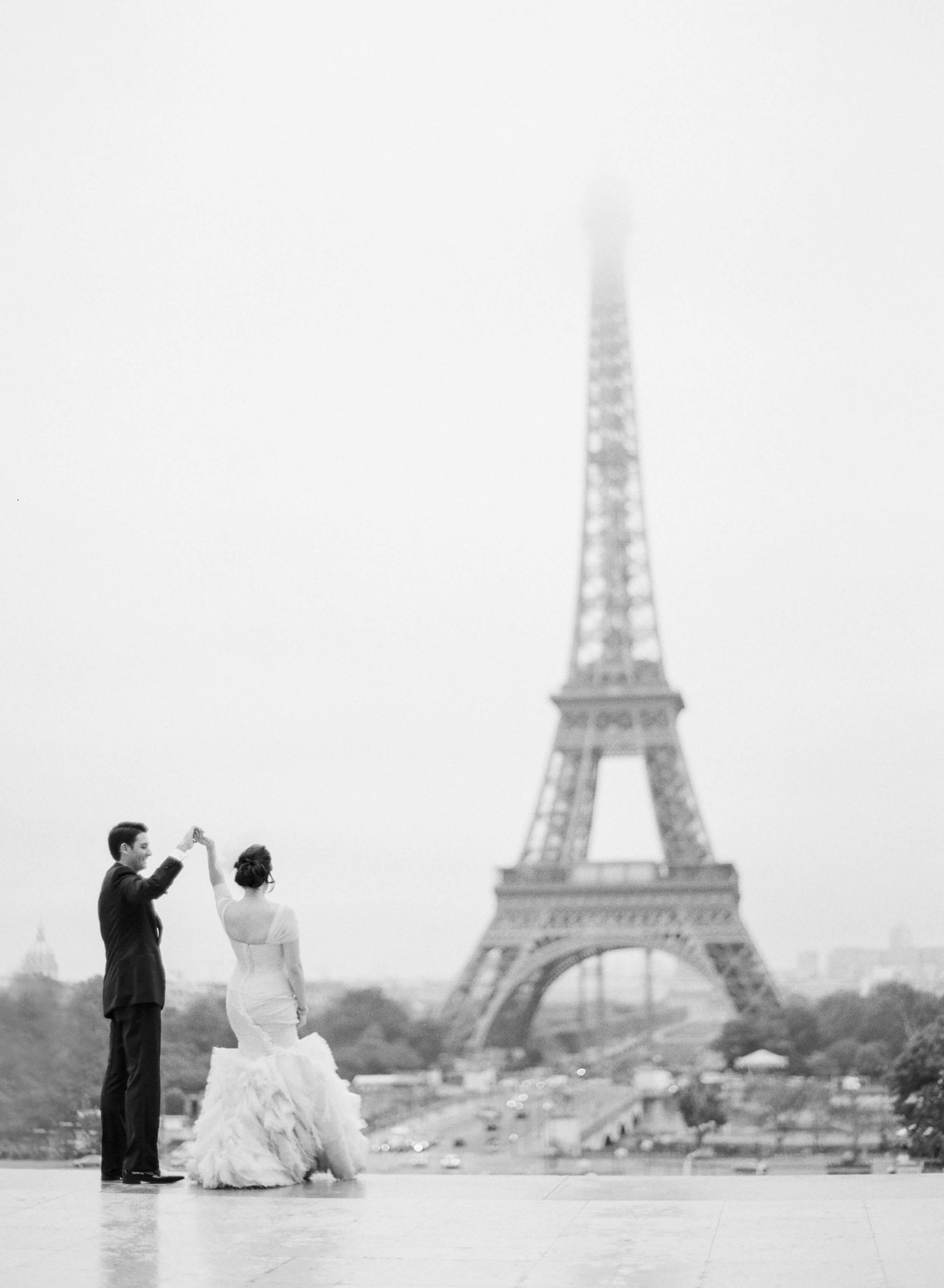 black and white photography for Paris wedding